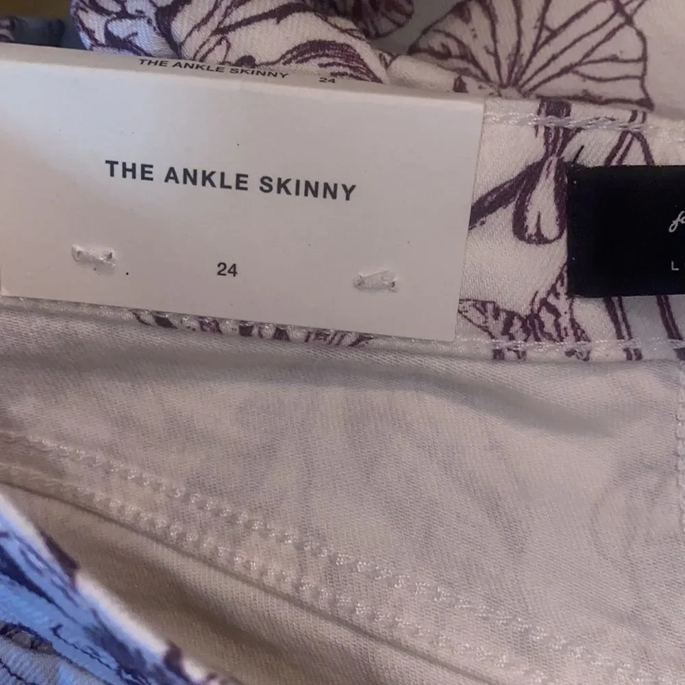 7 FOR ALL MANKIND Ankle Skinny Floral Pattern Denim Jeans